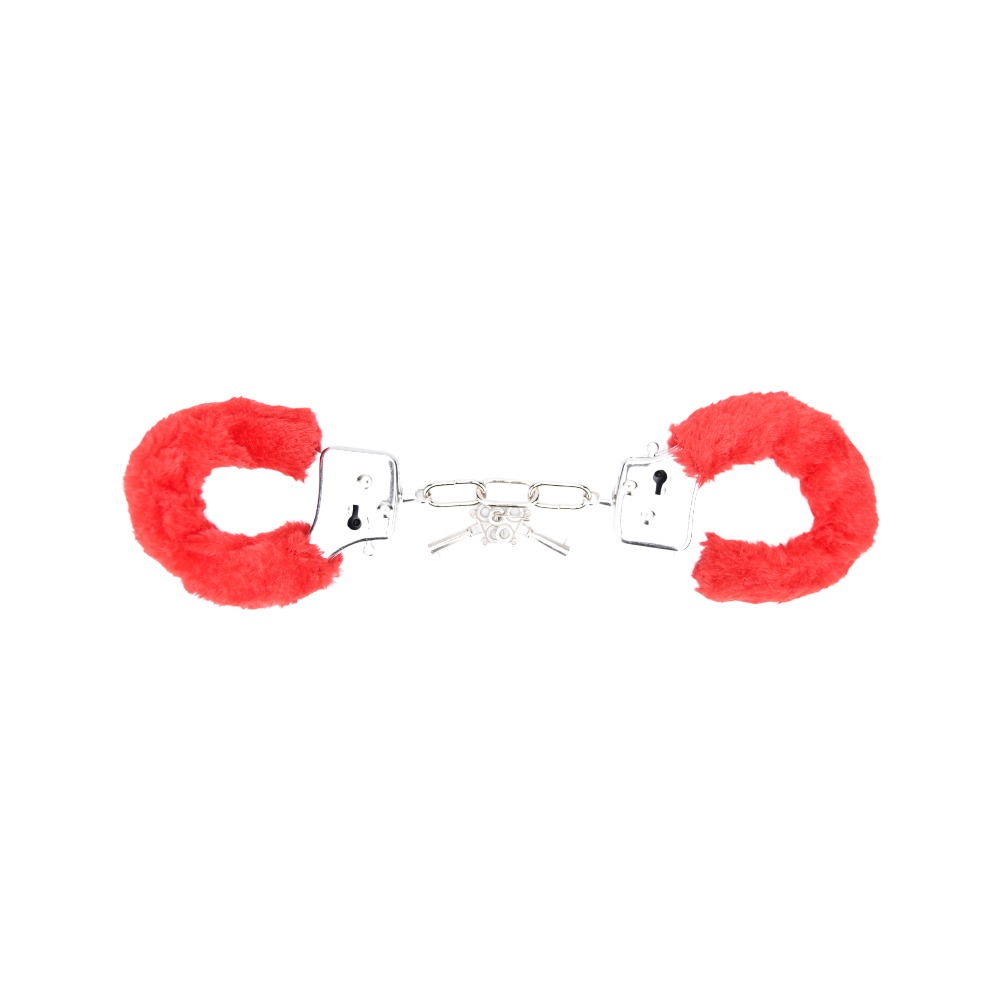 Bound to Play. Heavy Duty Furry Handcuffs Red - Image 2