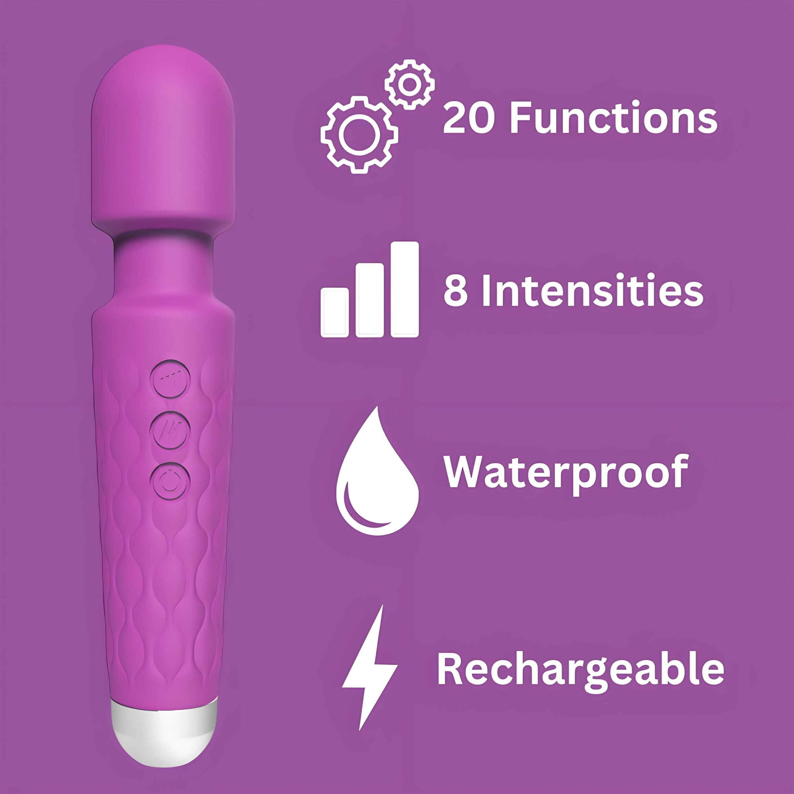 Loving Joy 20 Function Wand Vibrator Purple - Image 7