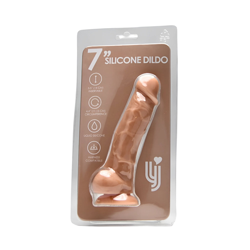 Loving Joy 7 Inch Realistic Silicone Dildo with Suction Cup and Balls Vanilla - Image 6