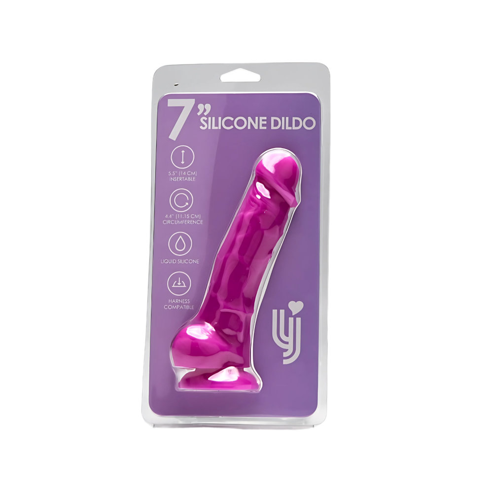 Loving Joy 7 Inch Realistic Silicone Dildo with Suction Cup and Balls Purple - Image 6
