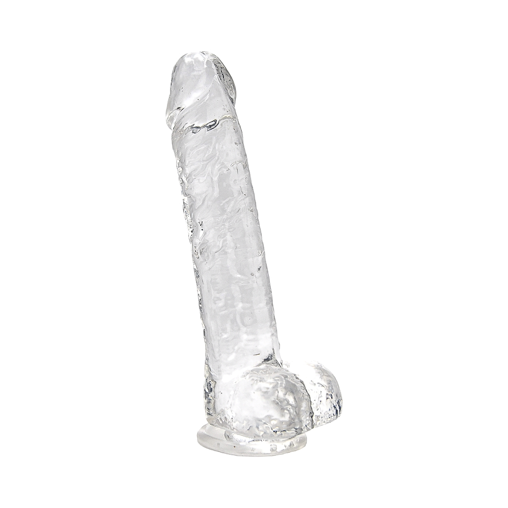 Loving Joy 8 Inch Dildo with Balls Clear - Image 2