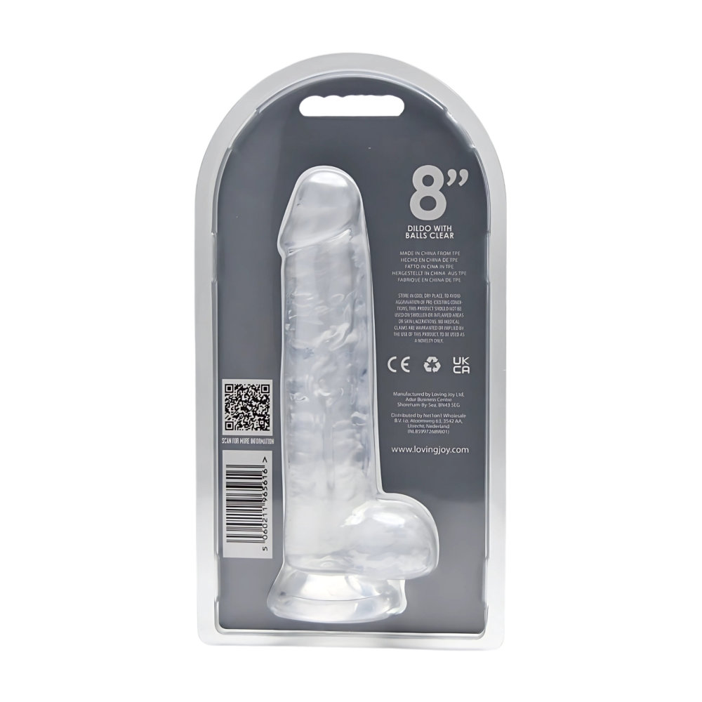 Loving Joy 8 Inch Dildo with Balls Clear - Image 7