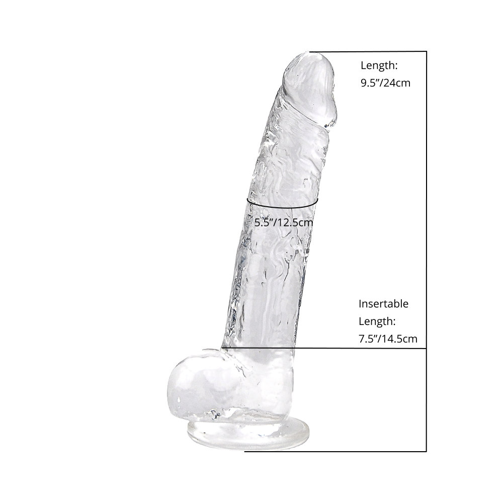 Loving Joy 9 Inch Dildo with Balls Clear - Image 6