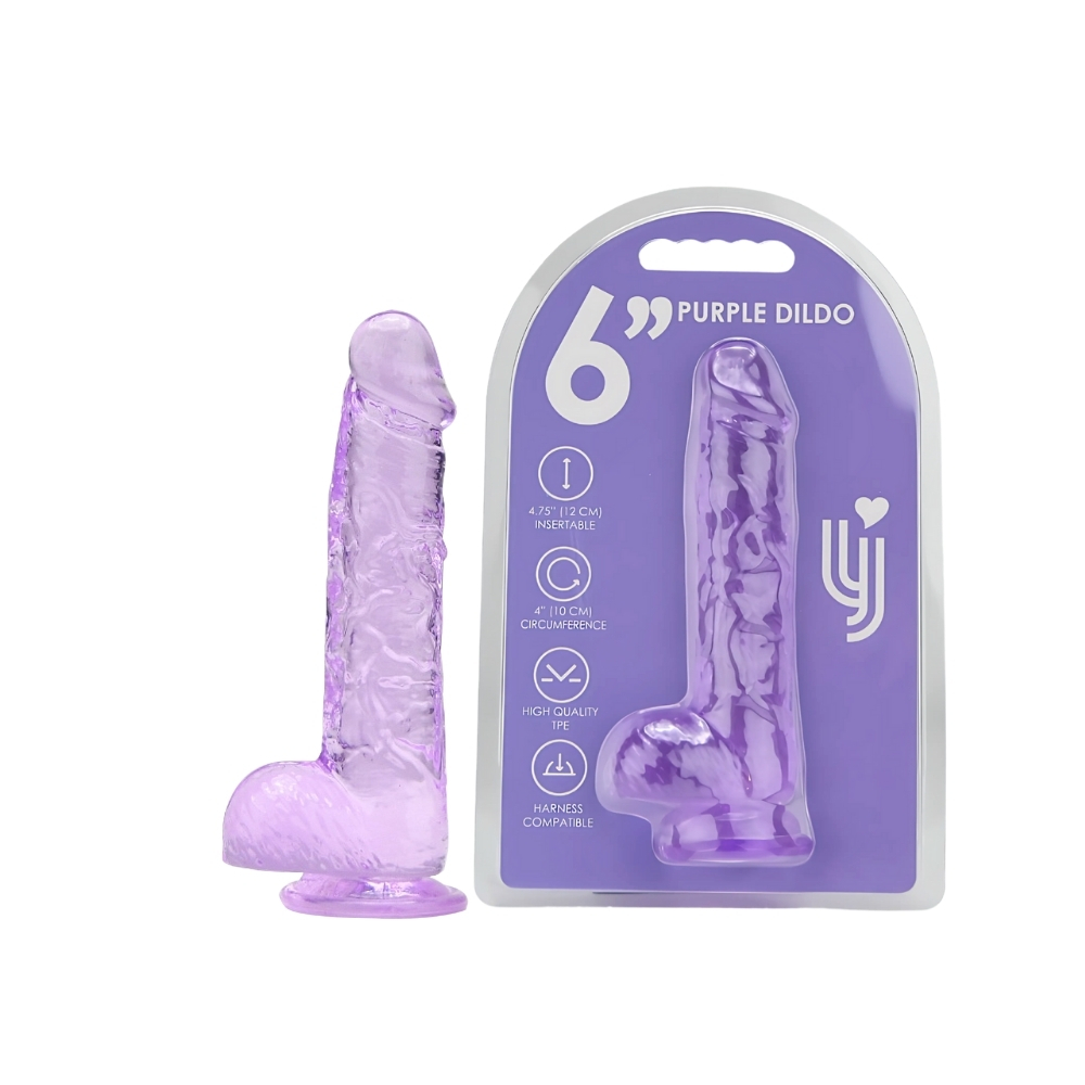 Loving Joy 6 Inch Dildo with Balls Purple - Image 5