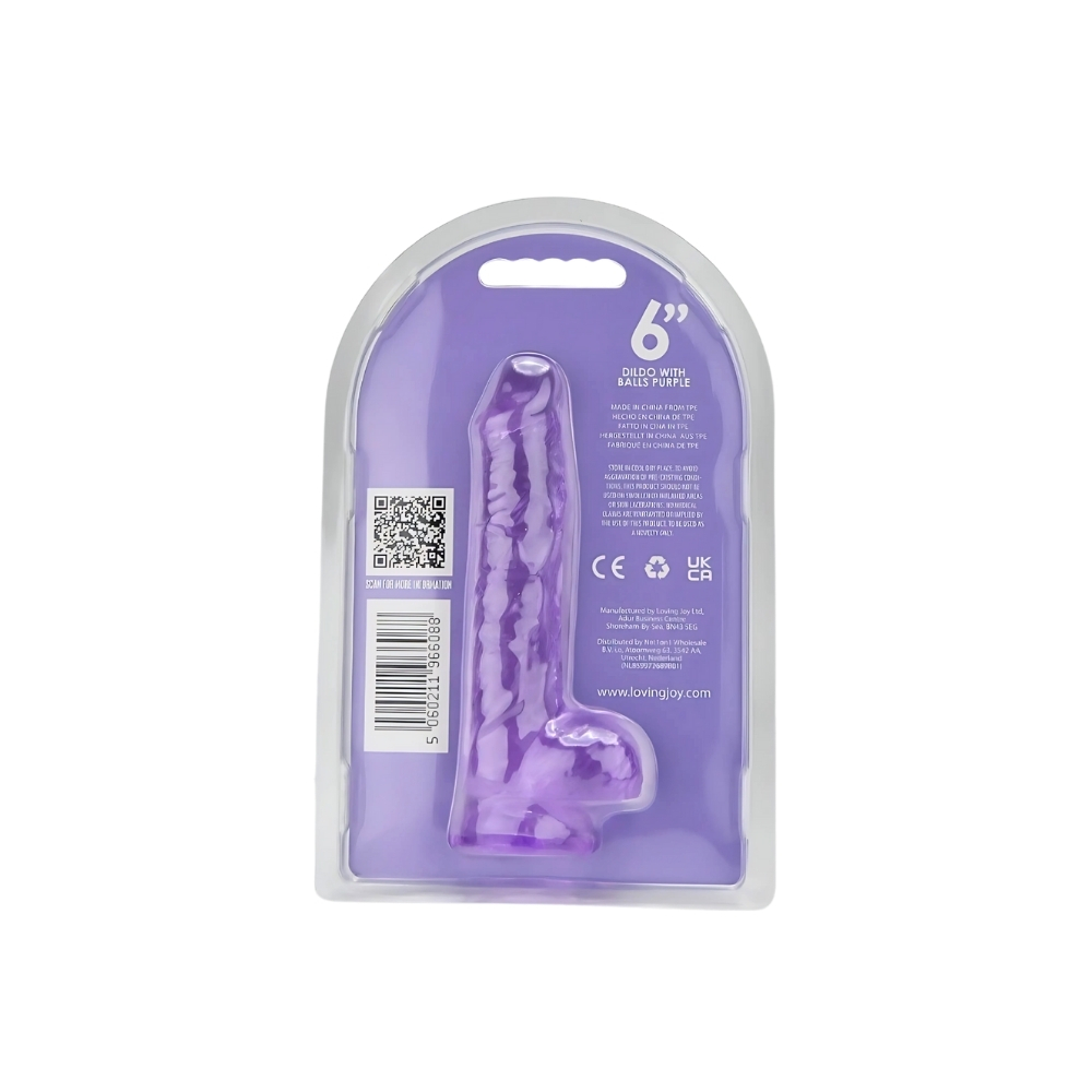 Loving Joy 6 Inch Dildo with Balls Purple - Image 7