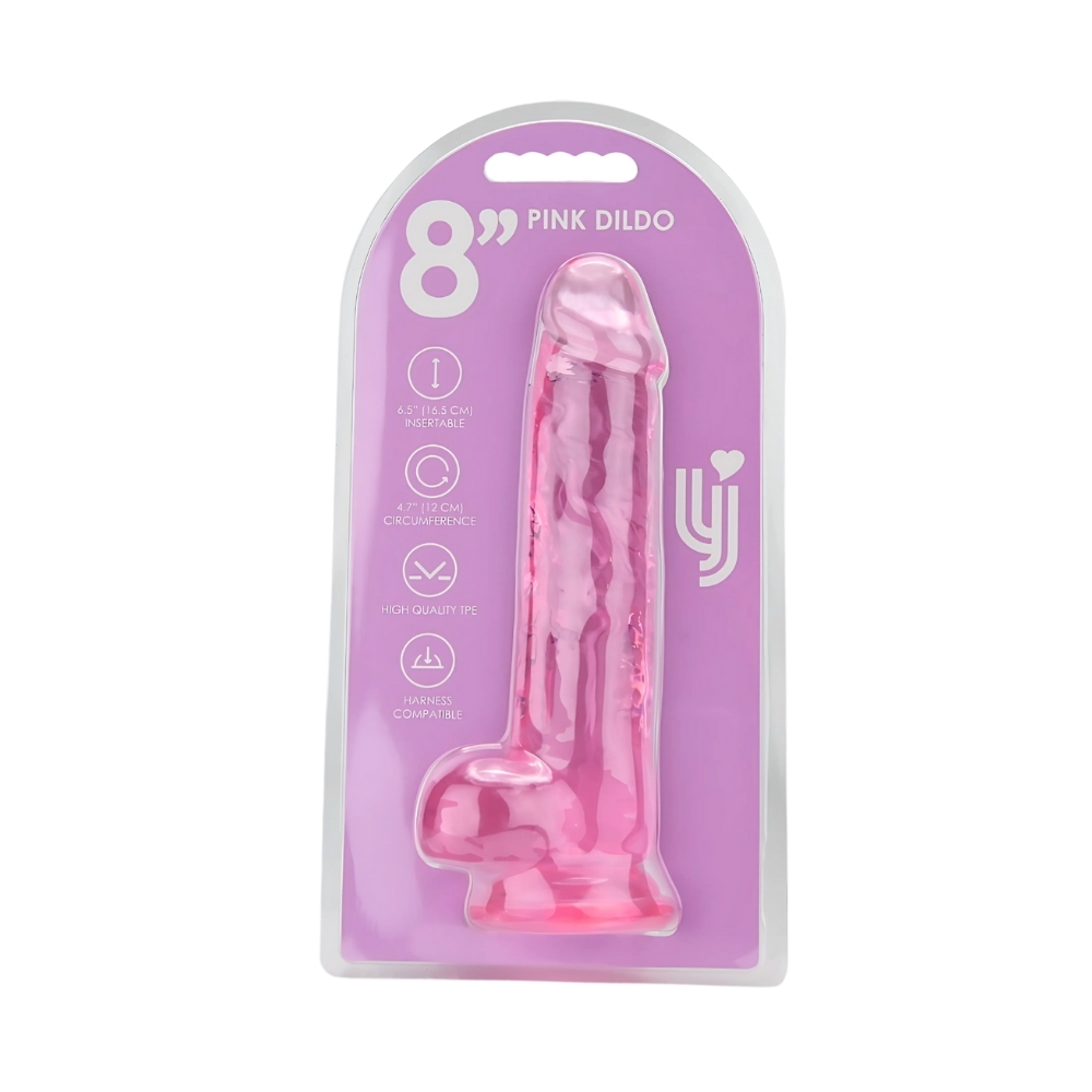 Loving Joy 8 Inch Dildo with Balls Pink - Image 5