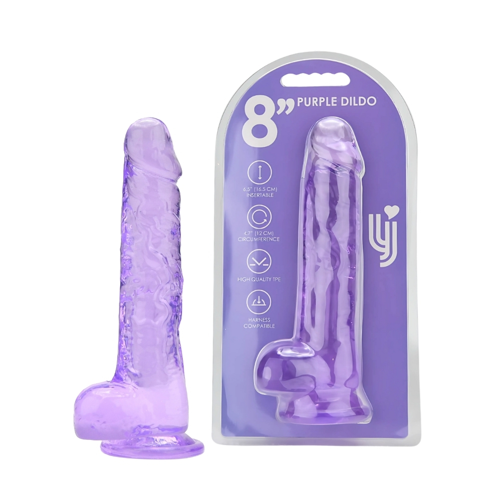 Loving Joy 8 Inch Dildo with Balls Purple - Image 6