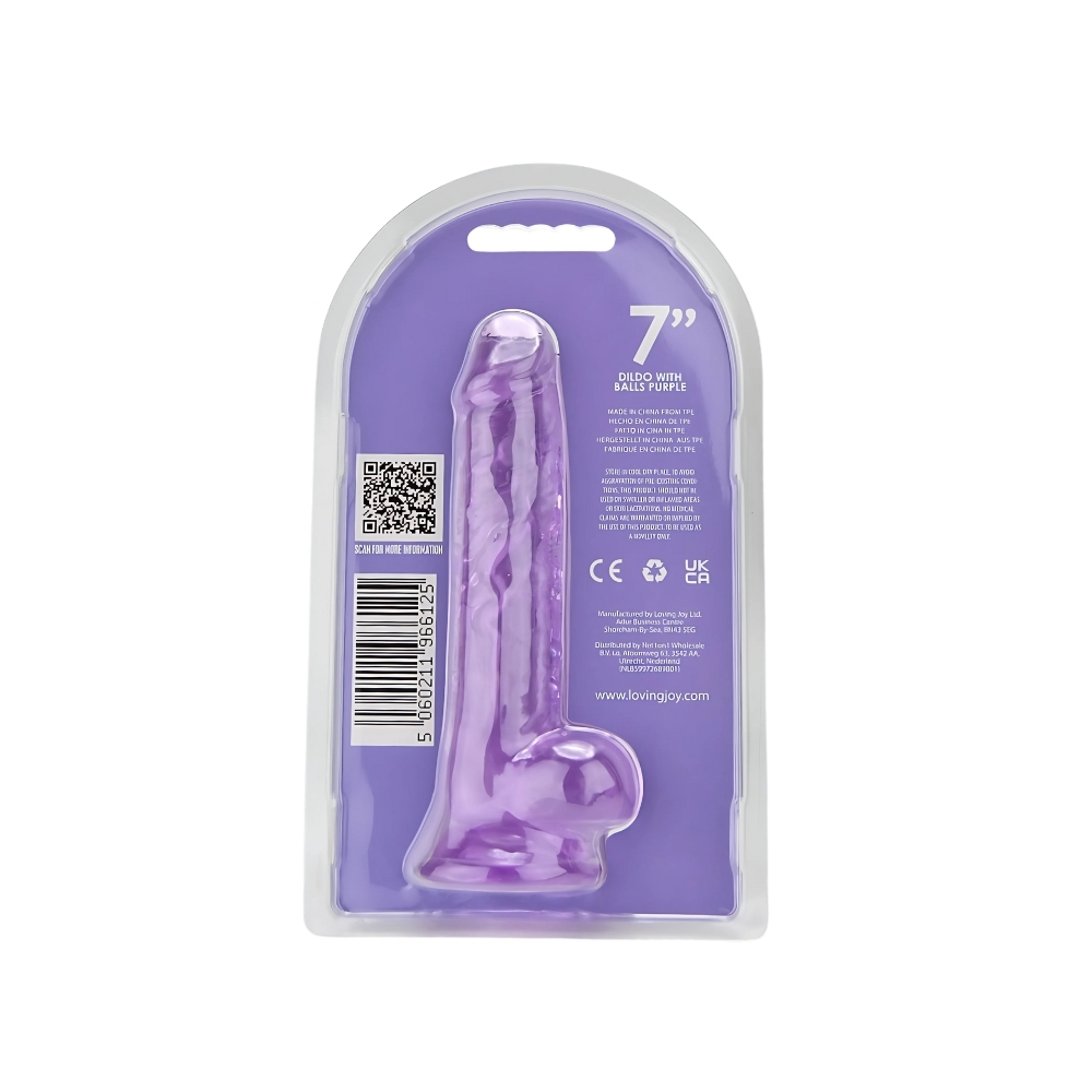 Loving Joy 7 Inch Dildo with Balls Purple - Image 7