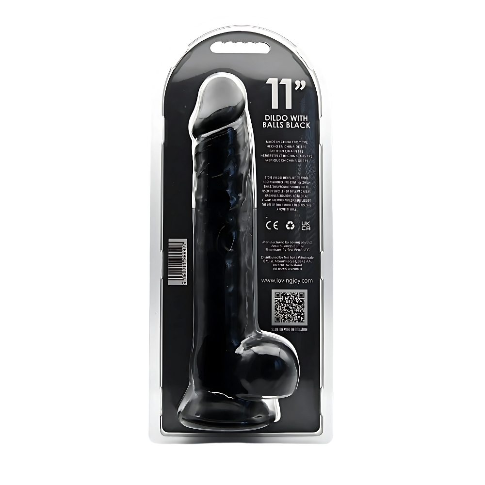 Loving Joy 11 Inch Dildo with Balls Black - Image 5