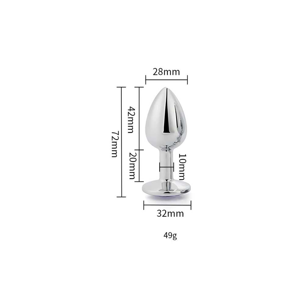 Toosh Silver Metal Butt Plug Small Clear Stone - Image 7