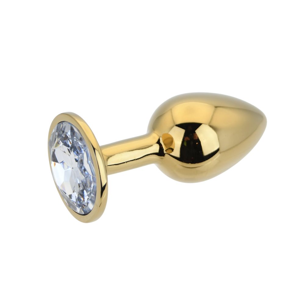 Toosh Gold Metal Butt Plug Small Clear Stone - Image 4