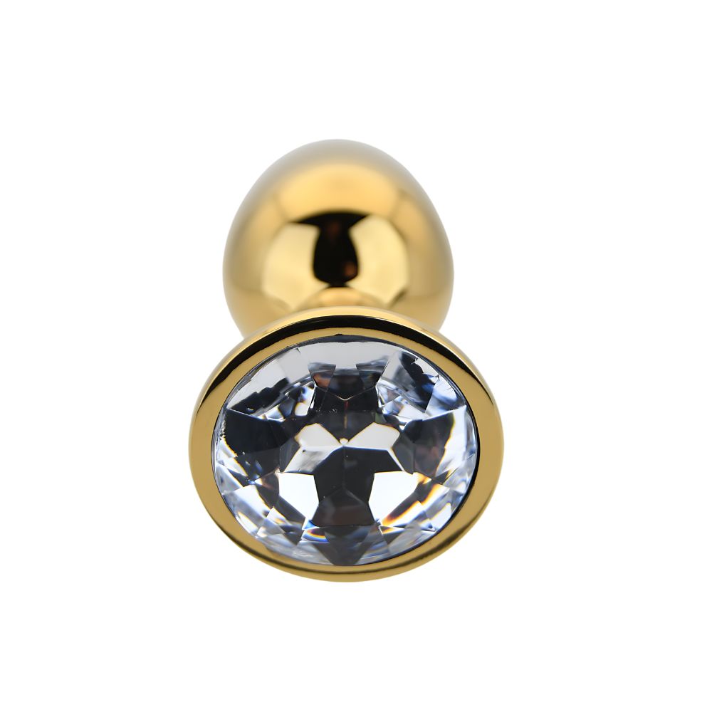 Toosh Gold Metal Butt Plug Small Clear Stone - Image 5