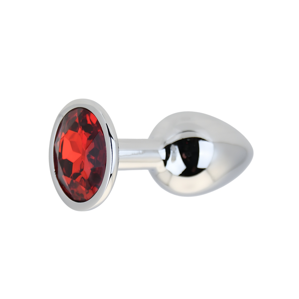 Toosh Silver Metal Butt Plug Small Red Stone - Image 2