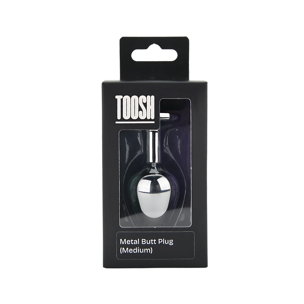Toosh Silver Metal Butt Plug Medium Red Stone - Image 8