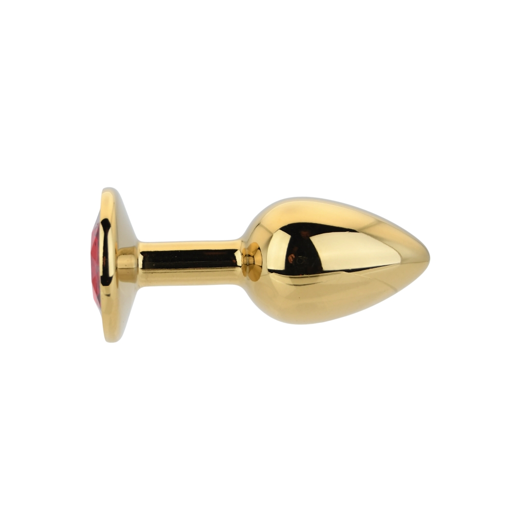 Toosh Gold Metal Butt Plug Small Red Stone - Image 2