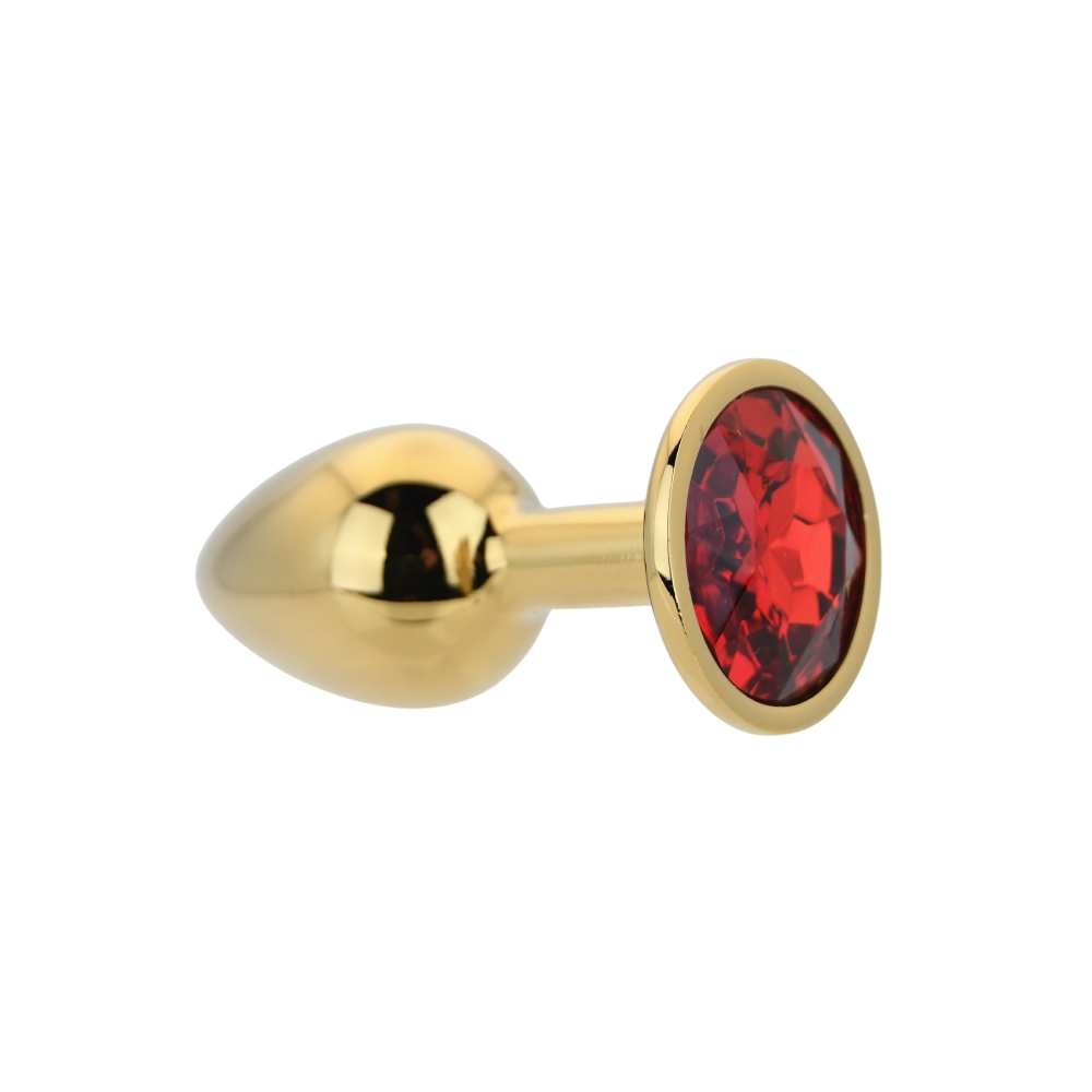 Toosh Gold Metal Butt Plug Small Red Stone - Image 5