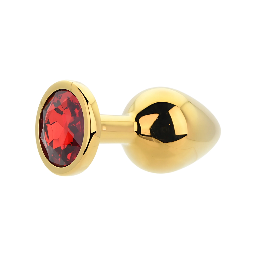 Toosh Gold Metal Butt Plug Medium Red Stone - Image 4