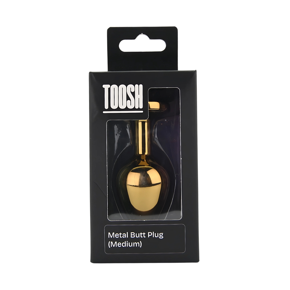 Toosh Gold Metal Butt Plug Medium Red Stone - Image 8