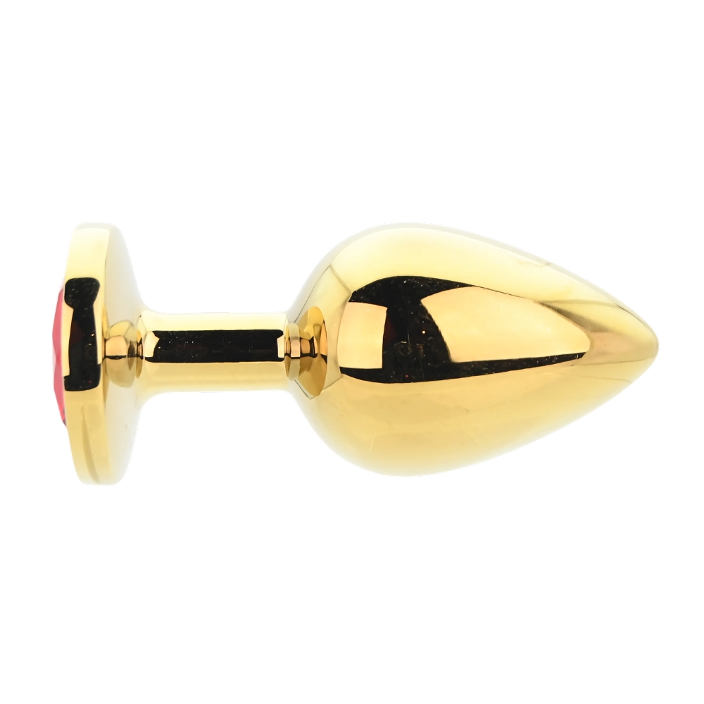 Toosh Gold Metal Butt Plug Large Red Stone - Image 2