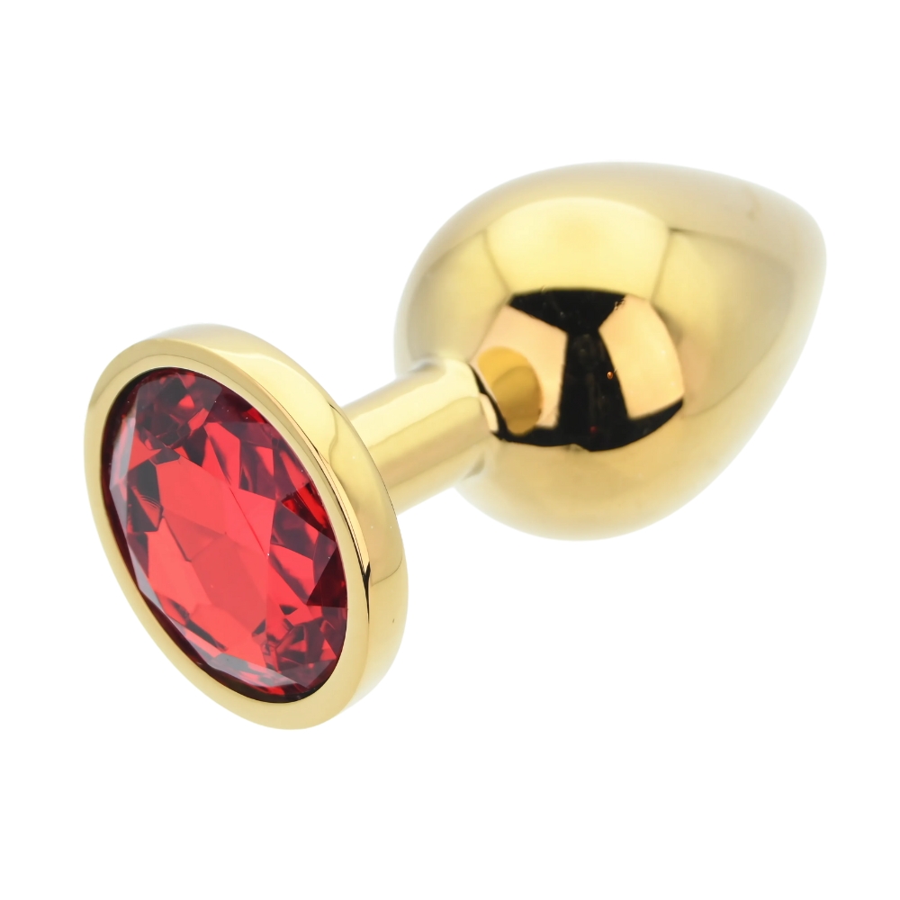 Toosh Gold Metal Butt Plug Large Red Stone - Image 4