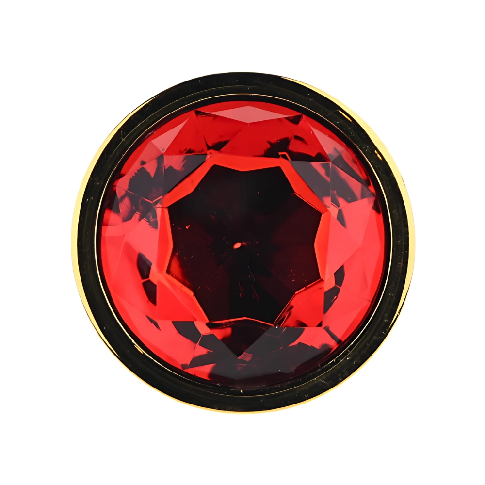 Toosh Gold Metal Butt Plug Large Red Stone - Image 5