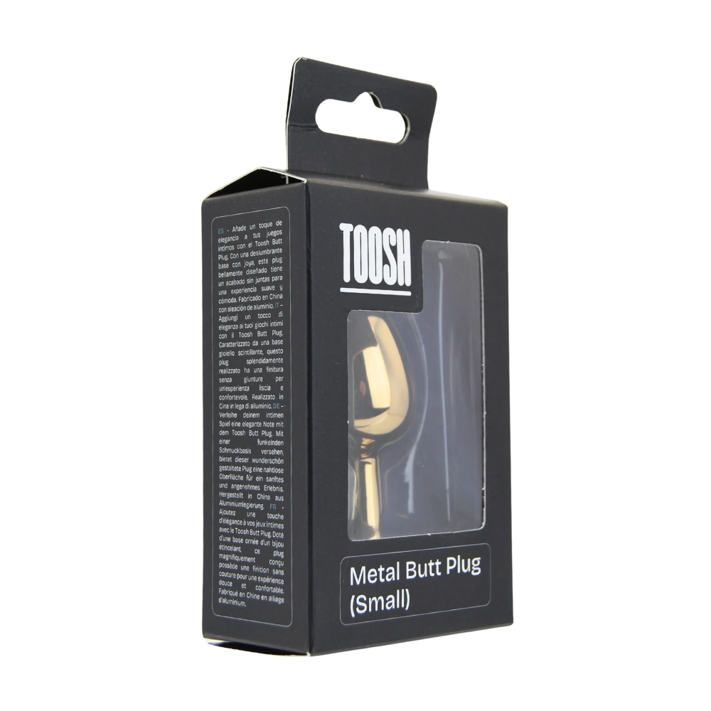 Toosh Gold Metal Butt Plug Small Pink Stone - Image 9