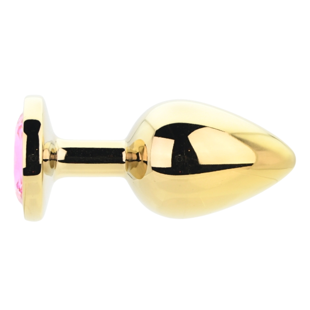 Toosh Gold Metal Butt Plug Large Pink Stone - Image 2