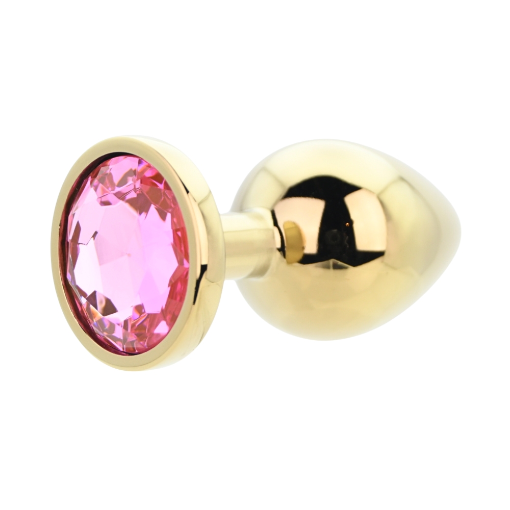 Toosh Gold Metal Butt Plug Large Pink Stone - Image 3