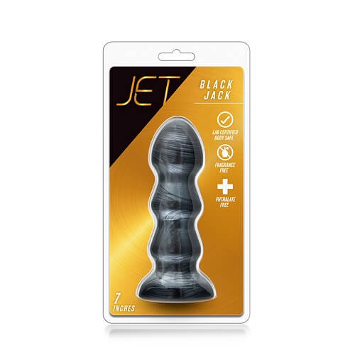 Jet Black Jack Large Ribbed Butt Plug 7 inches - Image 2