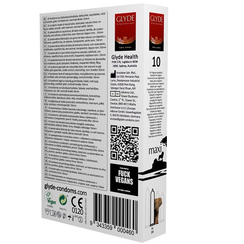 Glyde Ultra Maxi Vegan Condoms 10 Pack - Image 3