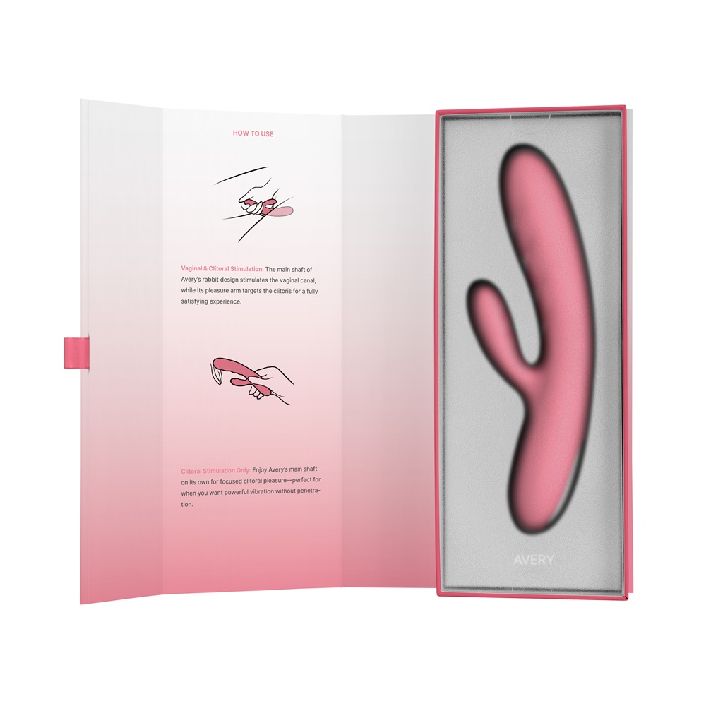 Svakom Avery Thrusting Vibrator with Clitoral Stimulator Pink - Image 12
