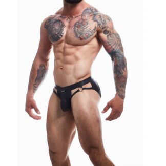 C4M Dungeon Black Leatherette Jockstrap - Large